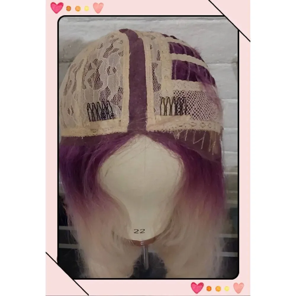 Gorgeous Light Blonde & Magenta Human Hair Blend Wig